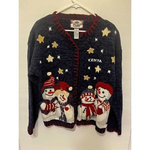 Vintage Tiara International Christmas Sweater With Snowmen Size Women’s Medium